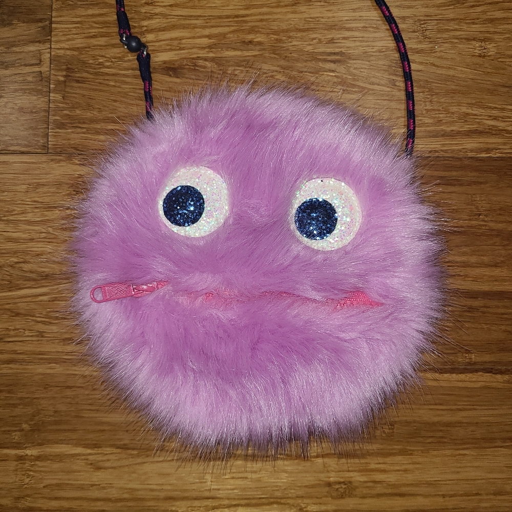 RARE Gymboree Cosmic Club Furry Purple Plush Monster Purse Zipper Mouth EUC